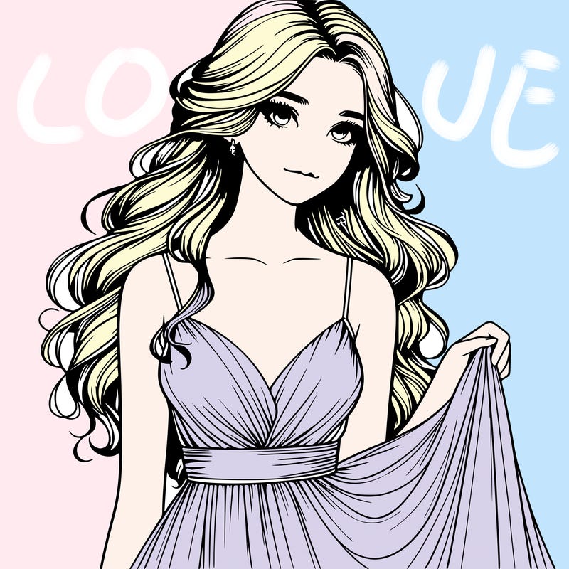 realistic girl in flowy silky prom dress