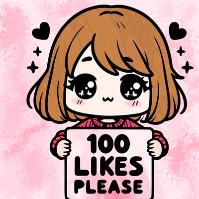 cute girl holding a sign saying 100 likes please