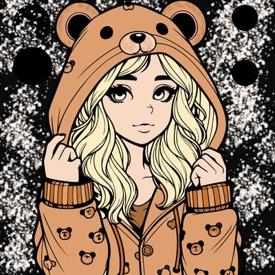 realistic girl in a animal pjs hoodie