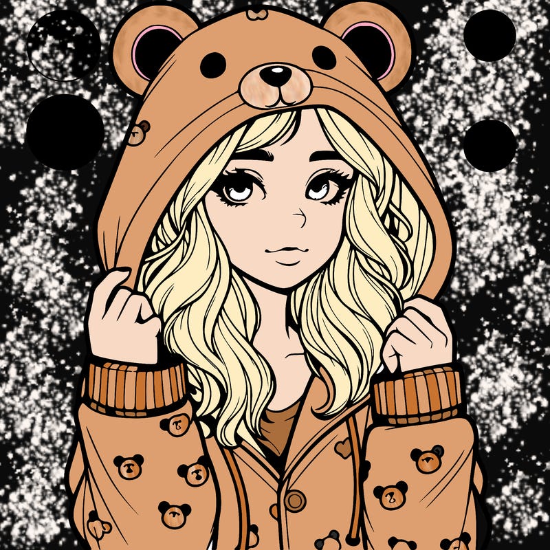 realistic girl in a animal pjs hoodie