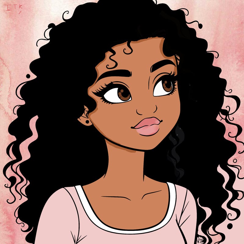 realistic girl with curly hair