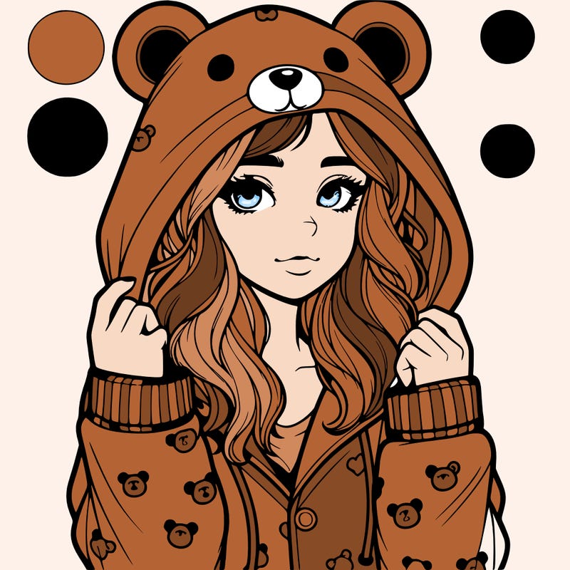 realistic girl in a animal pjs hoodie