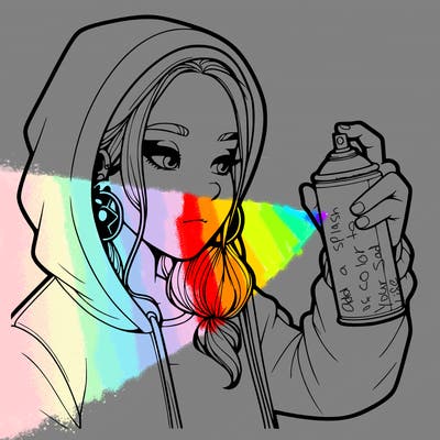 a realistic girl, spray painting