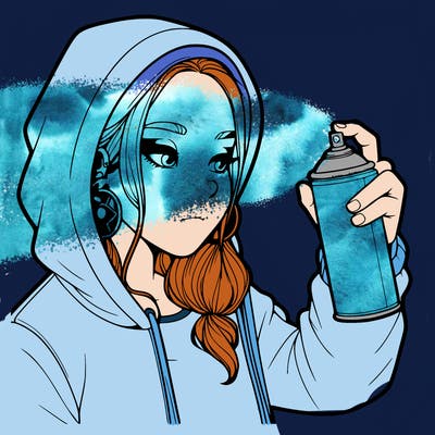 a realistic girl, spray painting