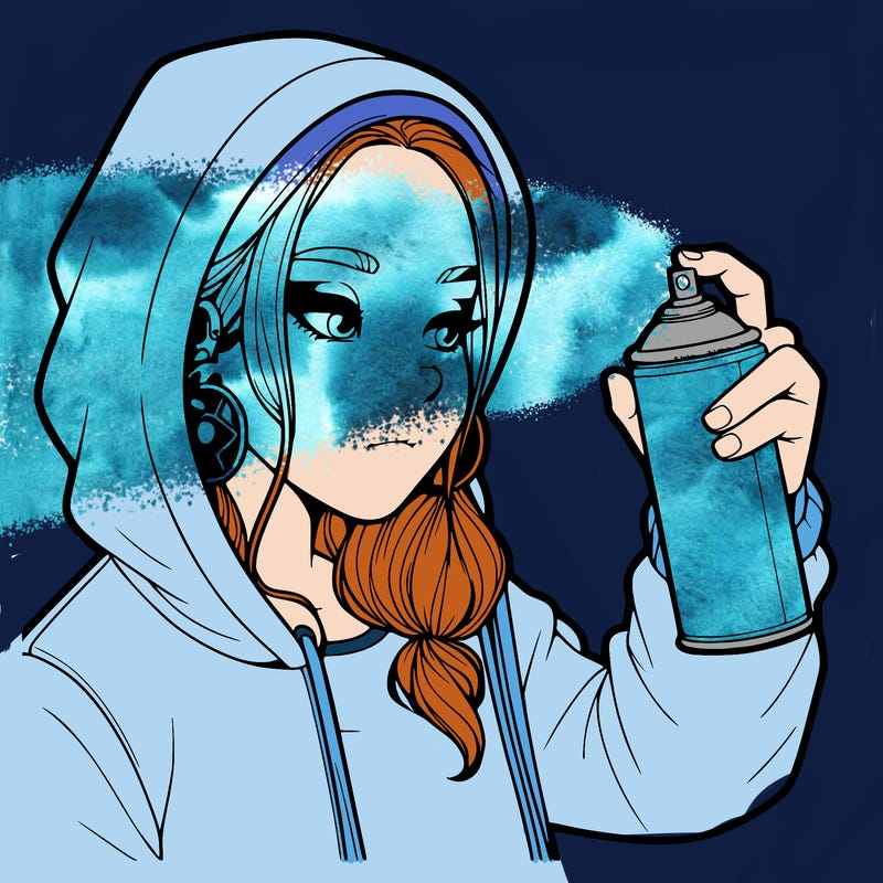 a realistic girl, spray painting