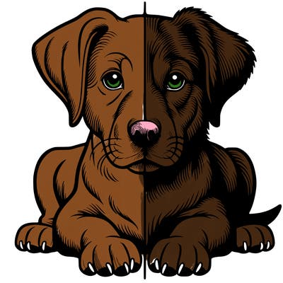 realistic dog split picture