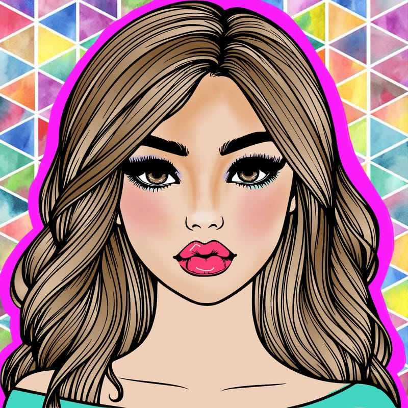 pretty girl with lips and hair realistic