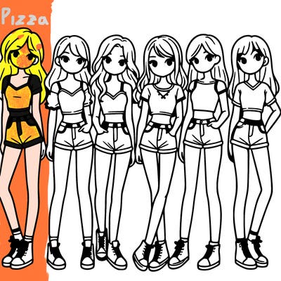 a group of girls wearing crop tops and shorts