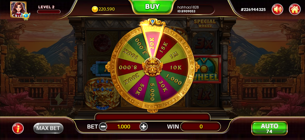 Wild City: Flash Spin - Uma roda de bônus dourada com vários valores de prêmios em fichas no jogo mobile Wild City Flash Spin