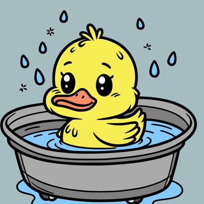 duck in a tub of water