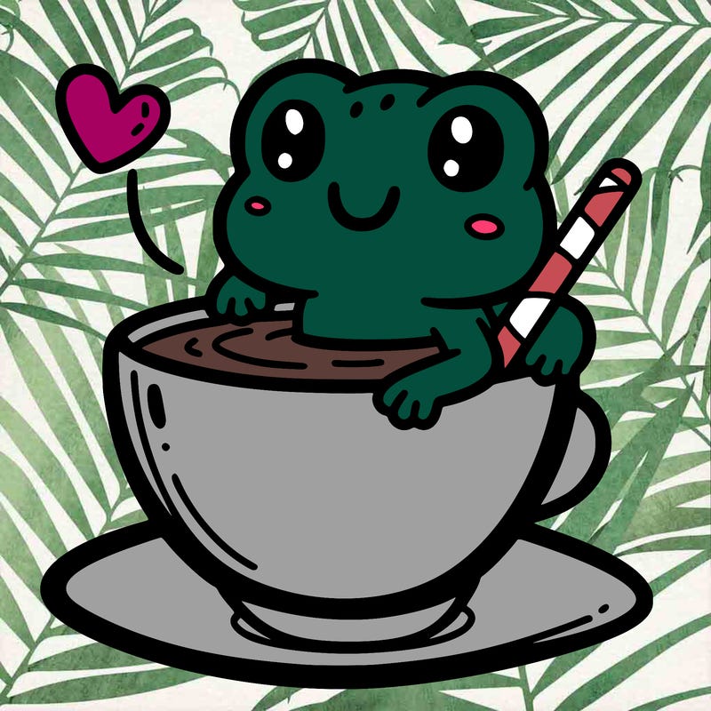 cute frog in a tea cup