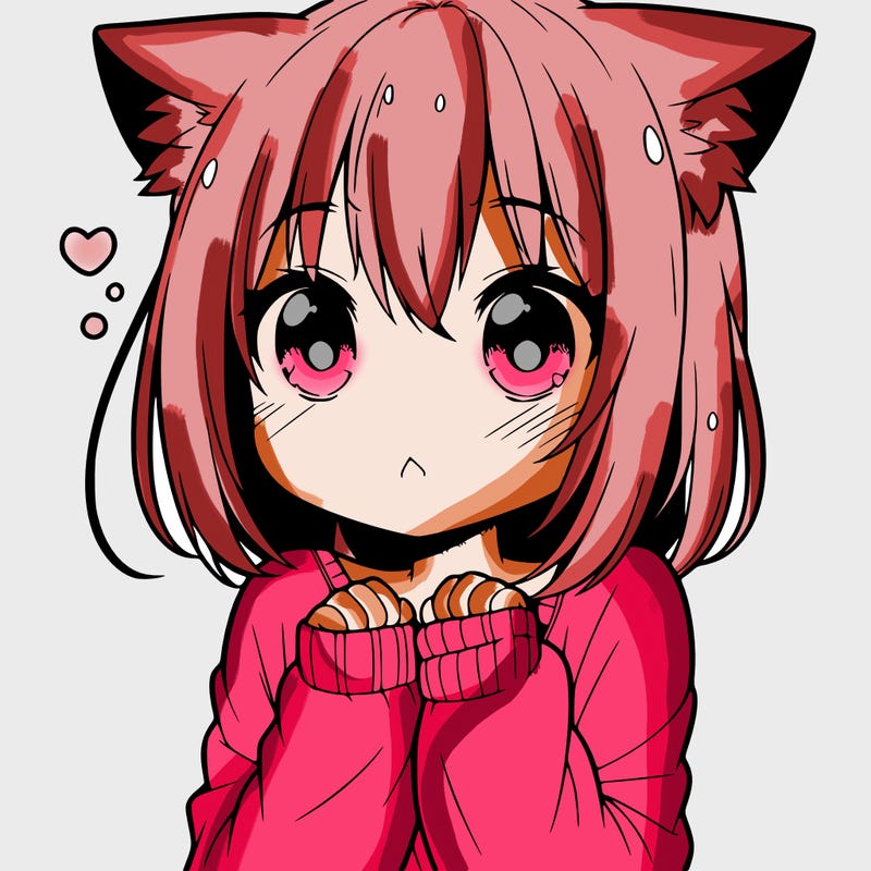 shy anime catgirl