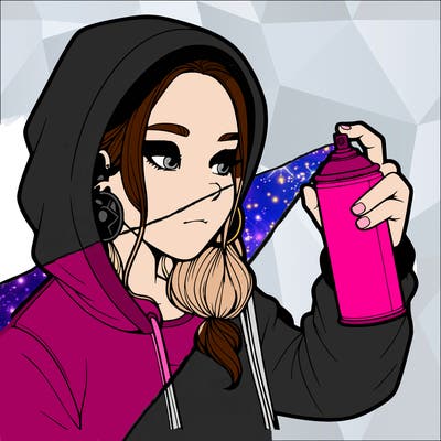 a realistic girl, spray painting