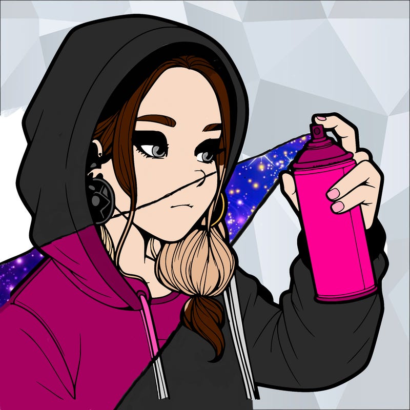 a realistic girl, spray painting