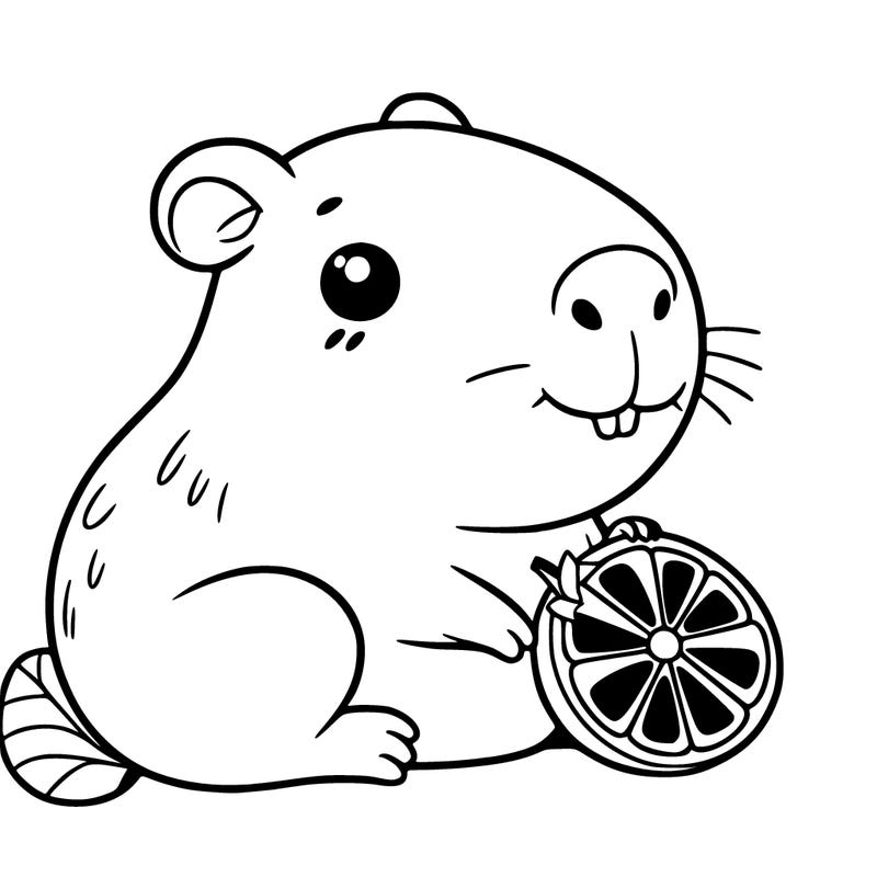 cute capybara with orange