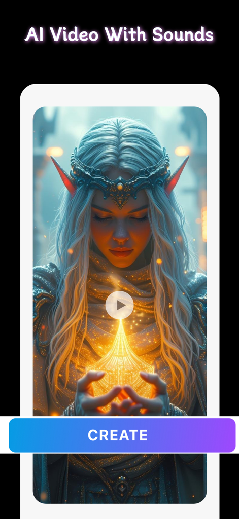 Mobile app interface for Seedance AI showing a cinematic fantasy video preview and a create button