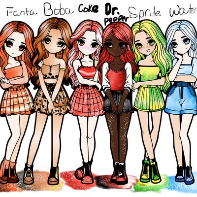 a group of girls realistic