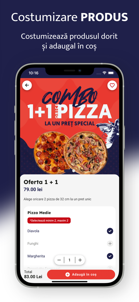 Napoleon - Captura de pantalla de la app de Napoleon mostrando una oferta de compra de una pizza y llévate otra gratis