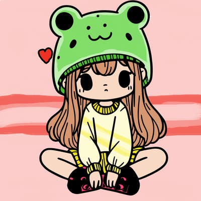 a girl wearing a frog hat and some frog socks