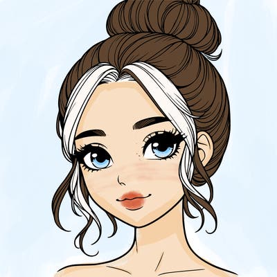 realistic pretty girl with hair in bun