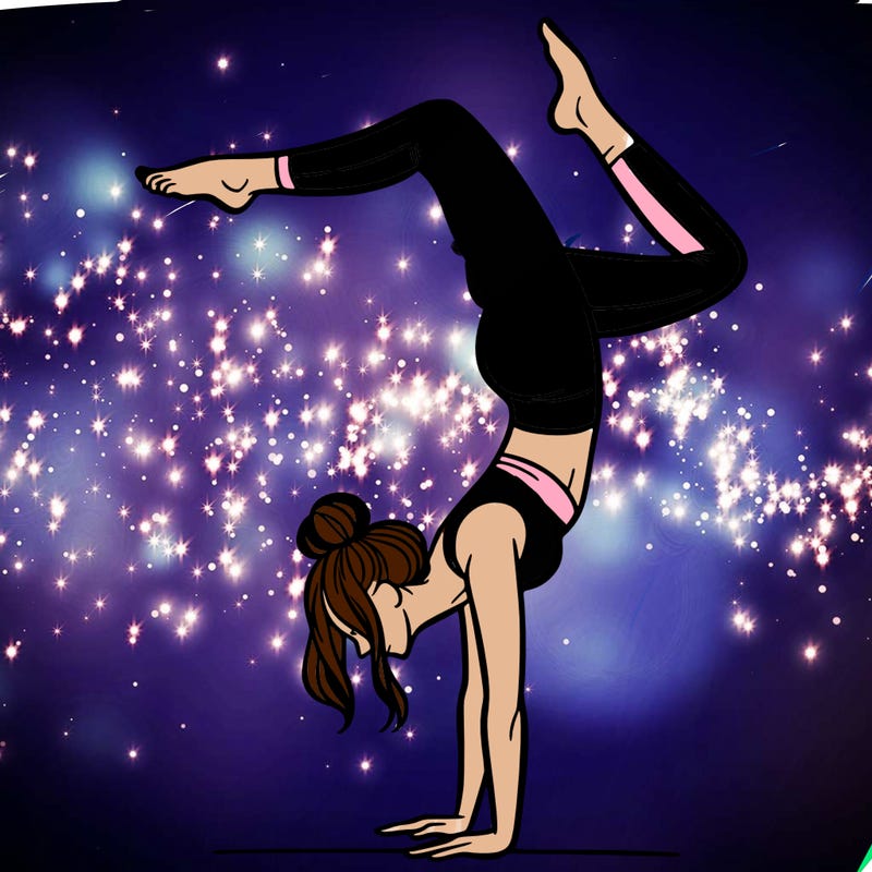 a woman doing a handstand