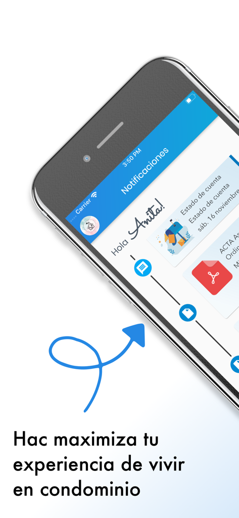 Hac - Hac mobile app notification screen showing a personalized welcome message for a condominium resident