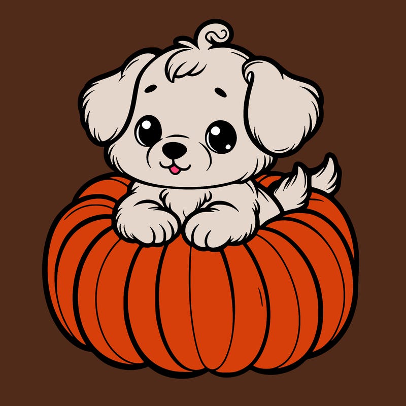 cute little puppy in a pumpkin