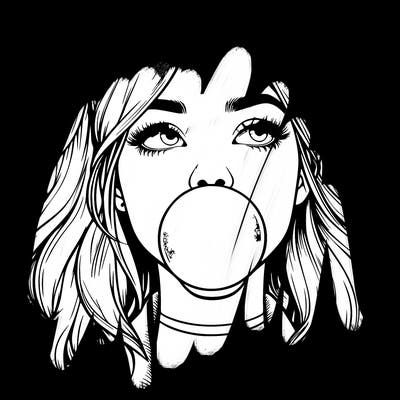 realististic girl blowing bubble -gum