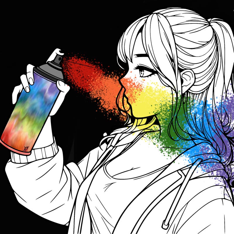 a realistic girl spray, painting