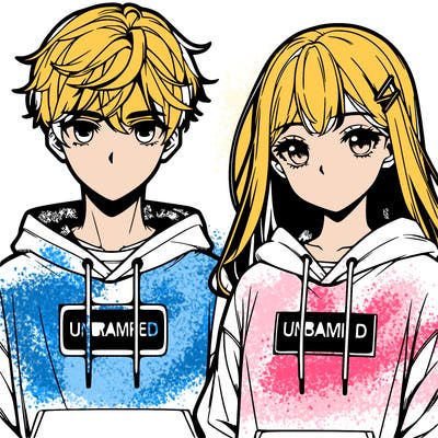 manga guy and girl wearing nike hoodies