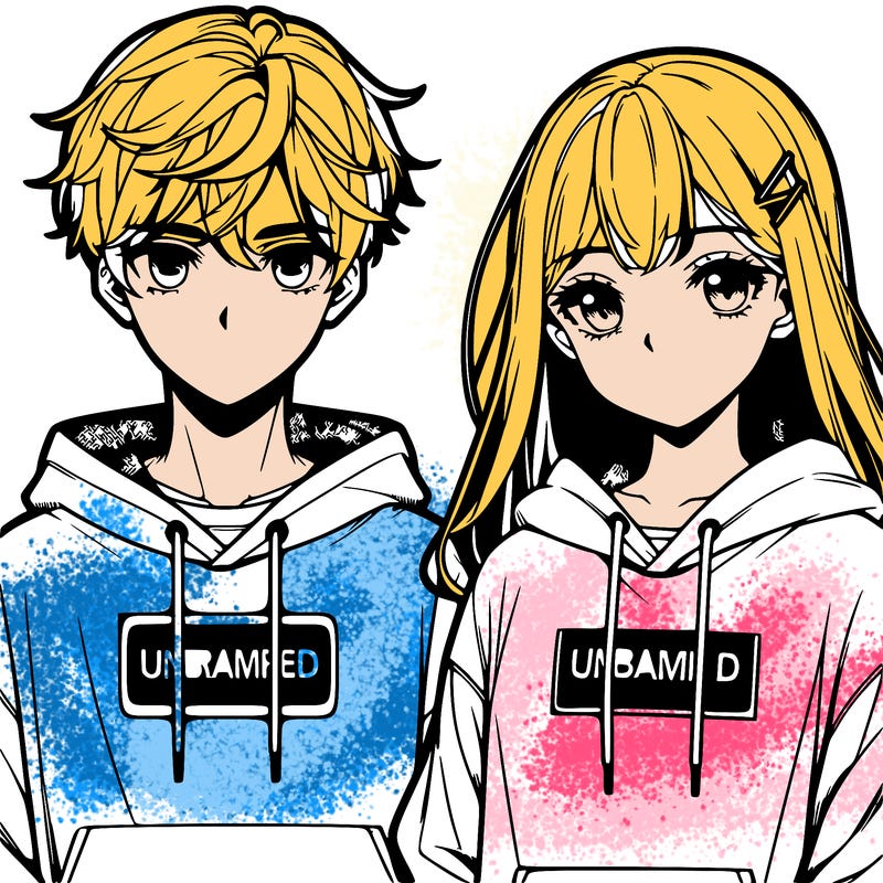 manga guy and girl wearing nike hoodies