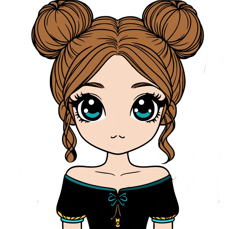 a realistic girl with two buns