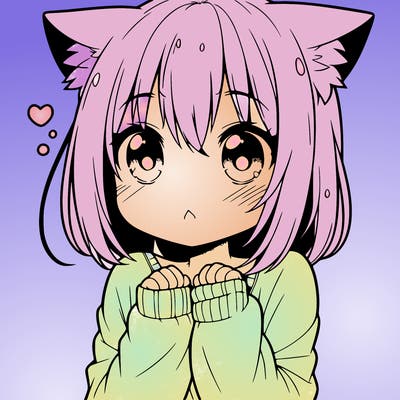 shy anime catgirl