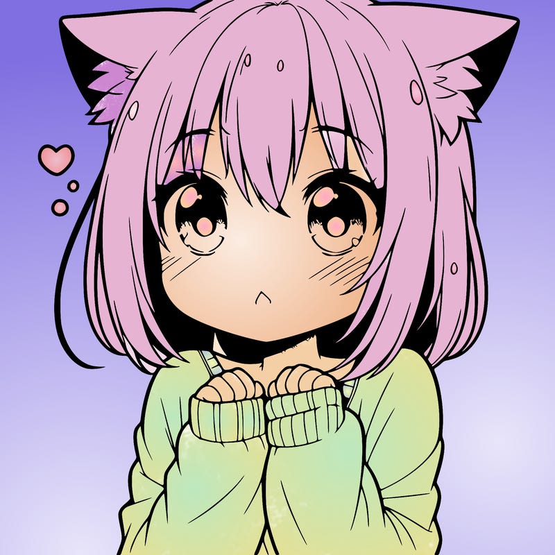shy anime catgirl