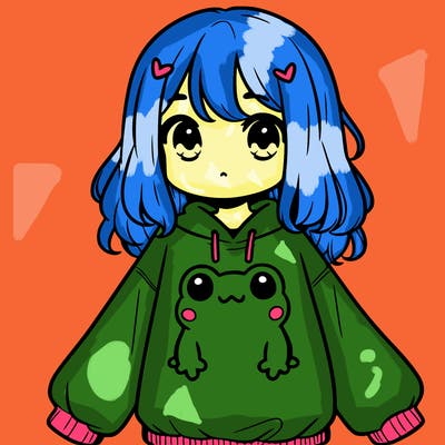 girl wearing frogging sweatshirt