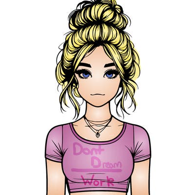 realistic girl with messy bun and croptop