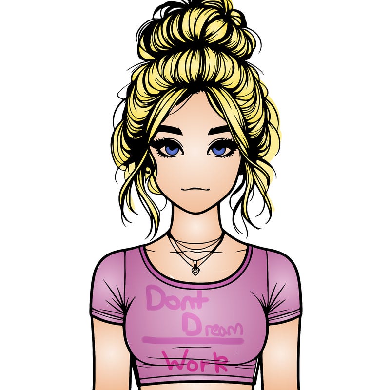 realistic girl with messy bun and croptop