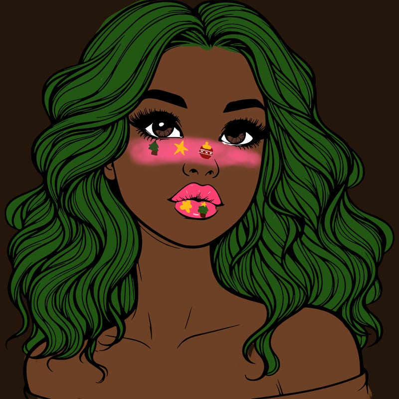 realistic girl with wavy hair and lips