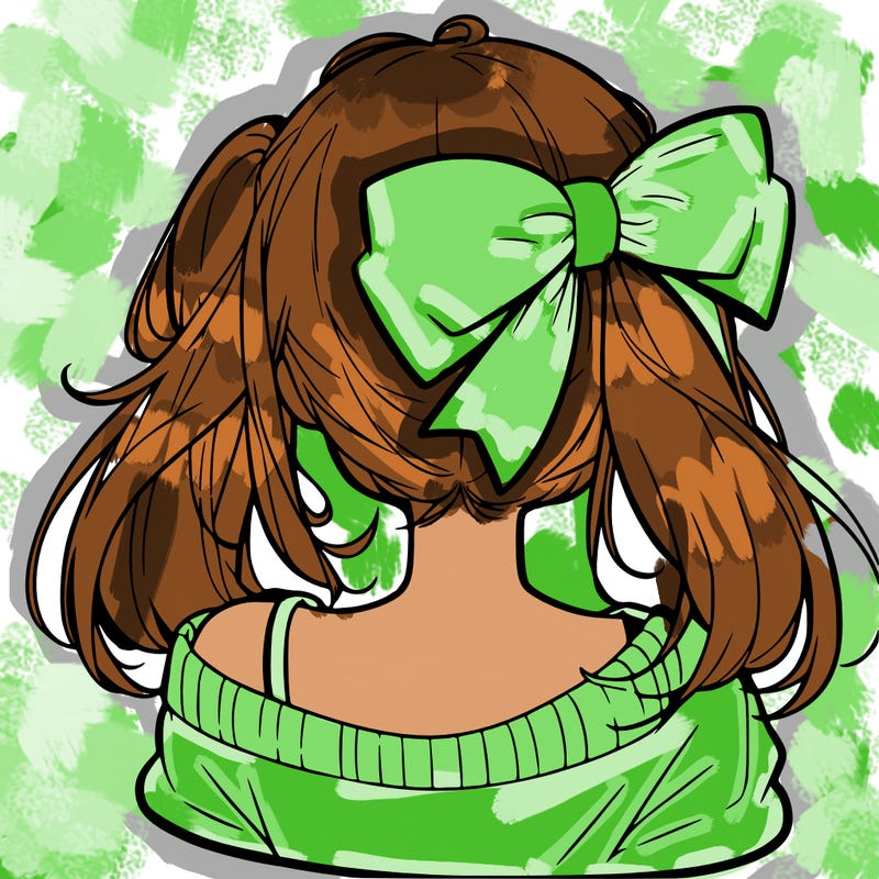 anime girl with bow in back of hair