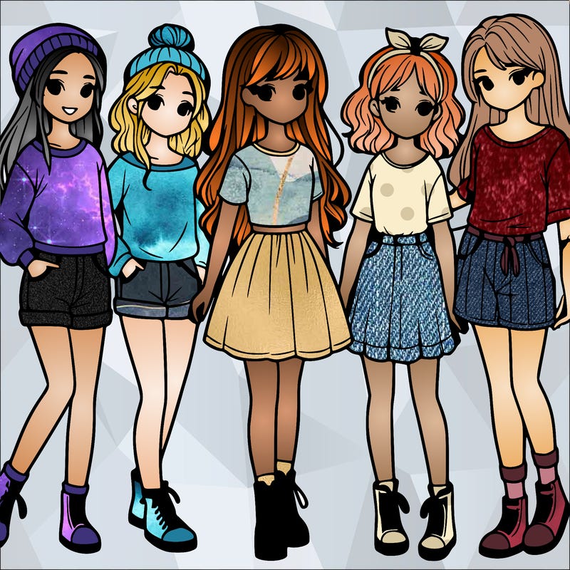 a group of five girls