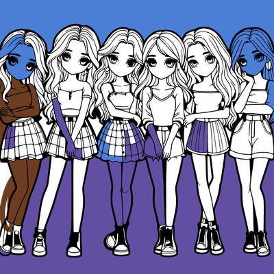 a group of girls realistic