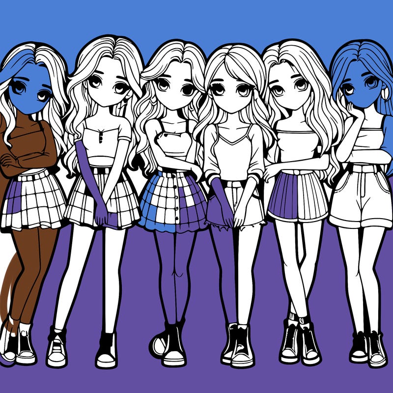 a group of girls realistic