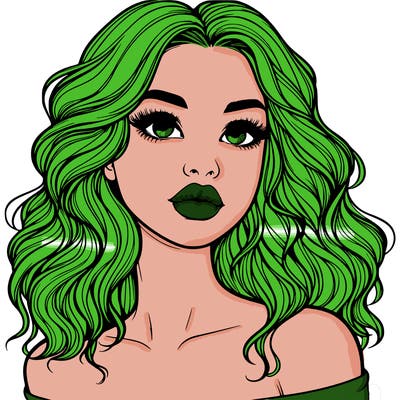 realistic girl with wavy hair and lips