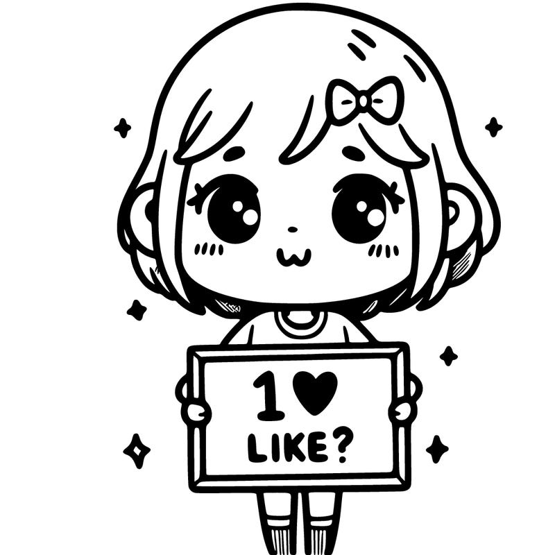 a cute girl with a sign that says 1 like?