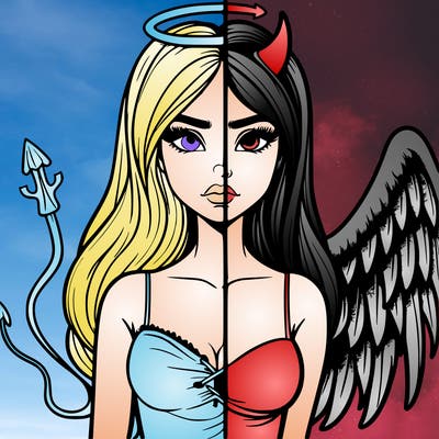 devil vs angel realistic girl