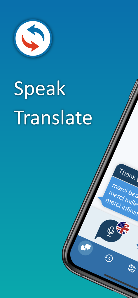 Interface of Voice Translator Reverso app showing speech to text translation feature with the caption Speak Translate