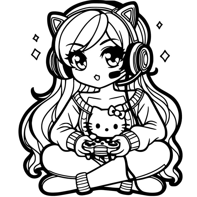 a gamer with kitty headphones and that’s a girl