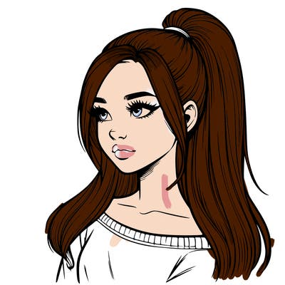 realistic girl with a high ponytail