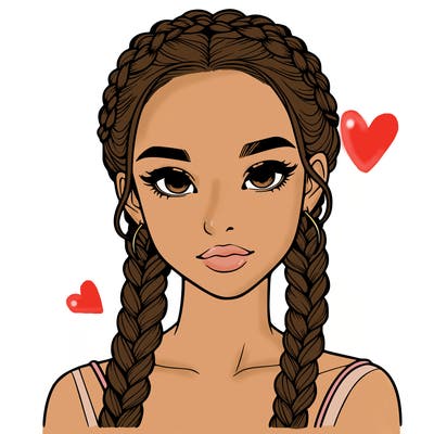 realistic girl with braids