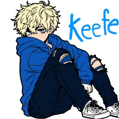 a male hoddie ripped jeans messy hair anime